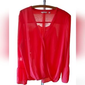 🐱 Reitmans XXL Sheer Draped Blouse Orange